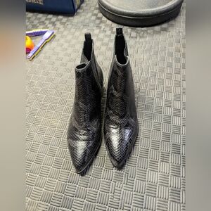 Marc Fisher Black Snakeskin Missir Chelsea Boot